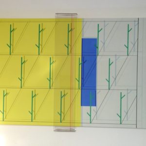 Iler Melioli, Scansione, 2013, assemblage plexiglass e acrilico su tela, 80x120x6web