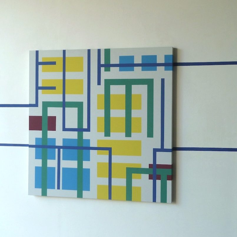 Iler Melioli, 2016 acrilico su tela e intonaco. cm 100x100 + estensione variabile