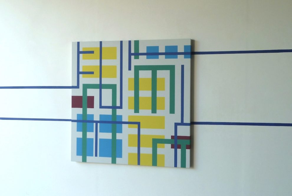 Iler Melioli, 2016 acrilico su tela e intonaco. cm 100x100 + estensione variabile