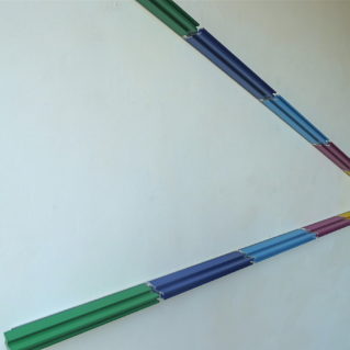 Iler Melioli, Frequenze, 2018 Poliacrilici su alluminio e acciaio inox lucito cm 110x60x8