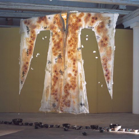 Dania Zanotto, Tribute to the Pakistani Woman, 2005, garza, lattice, ferro, piume, ceramica raku