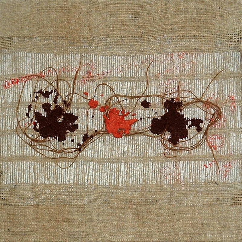 Salvatore Emblema, 2004 Terre colorate su tela di tuta, 60x40cm