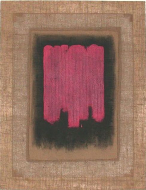 Salvatore Emblema, 1980, terre colorate su tela di juta, N.a. 464, 130x100