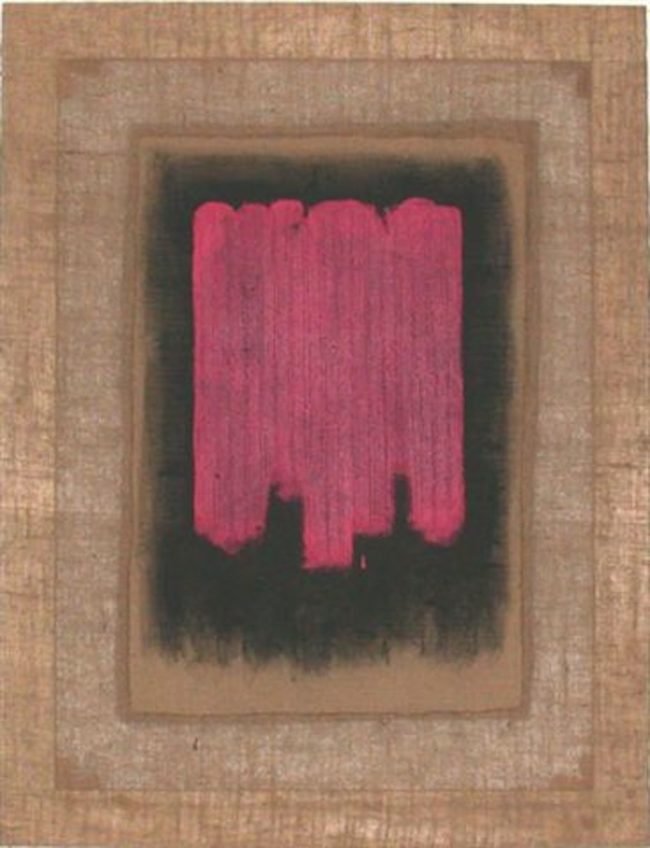 Salvatore Emblema, 1980, terre colorate su tela di juta, N.a. 464, 130x100