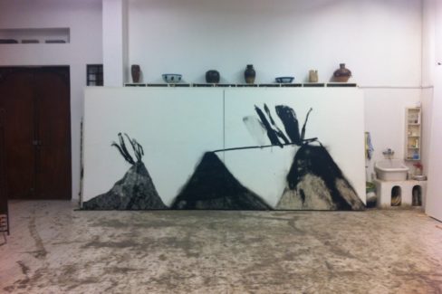 Shang Yang, 2010, tecnica mista su tela, 218x506 cm