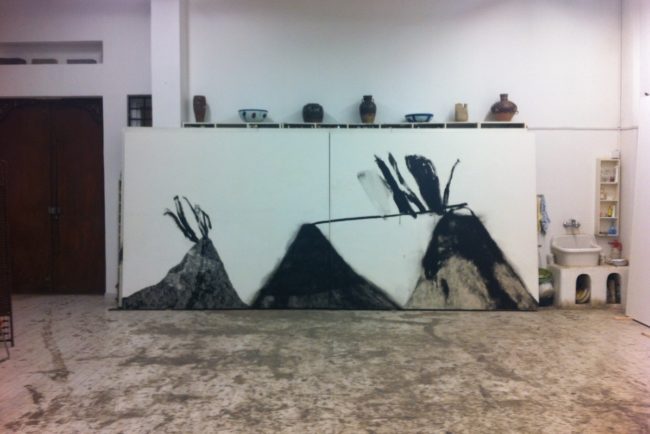 Shang Yang, 2010, tecnica mista su tela, 218x506 cm