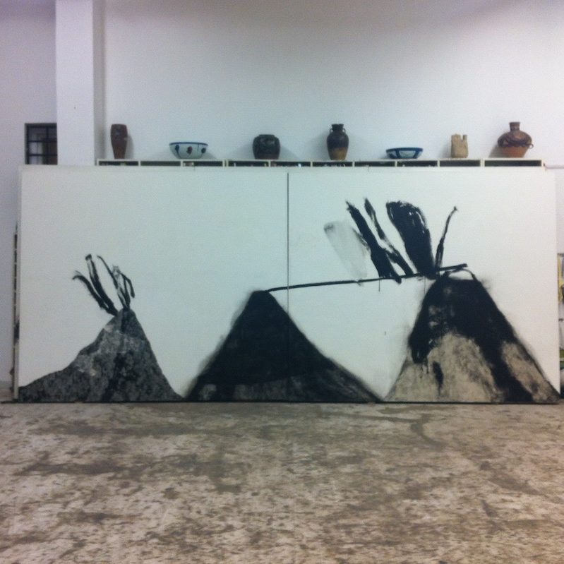 Shang Yang, 2010, tecnica mista su tela, 218x506 cm