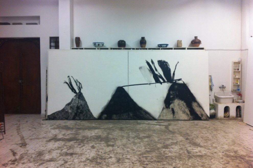 Shang Yang, 2010, tecnica mista su tela, 218x506 cm