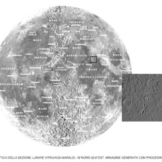 Roberto Mascella, 2009, sezione lunare Vitruvius-Maraldi, 18°N-33.6°E. Rendering