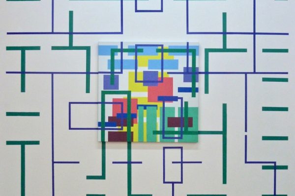 Iler Melioli, Res extensa 2016 installazione acrilici su tela e parete cm 300x330